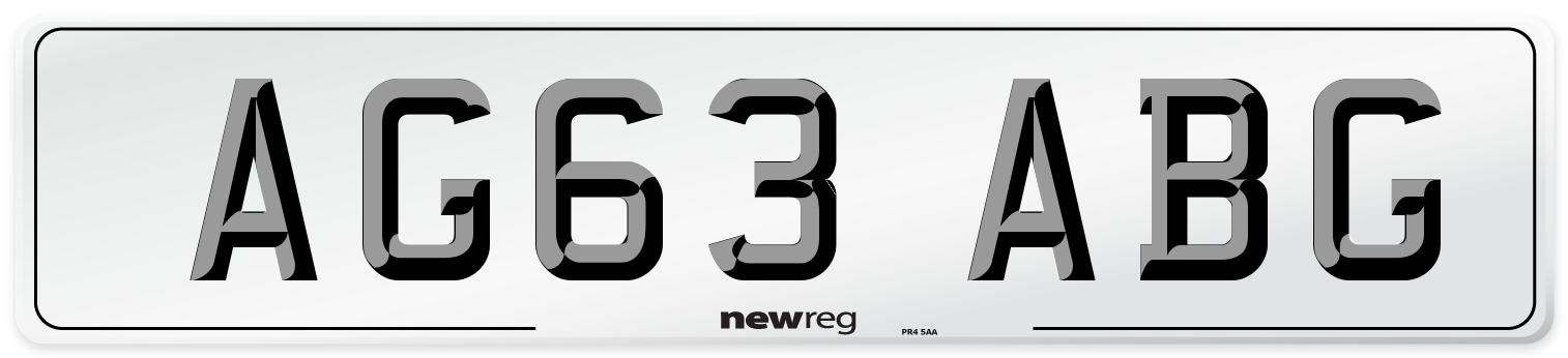 AG63 ABG Number Plate from New Reg